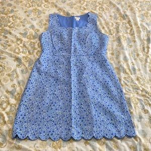 Blue floral scalloped edge dress. J. Crew. Size 12.